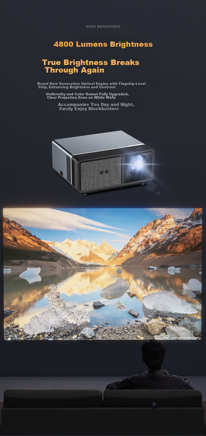 LeshiTV X218 Projector for Home Use, Home Theater TV, Bedroom Gimbal Phone Gaming Projector (Fully Automatic Focus, Auto Keystone Correction, True 1080P Ultra HD) 7