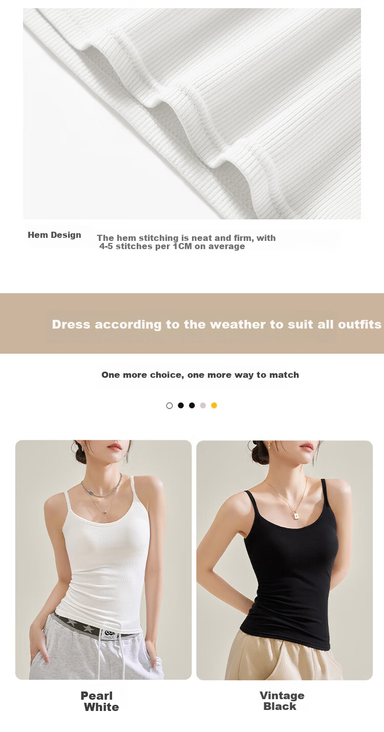 GUJIN 2-Pack Round Neck Camisole Tank Tops for Women Spring Summer Stretch Slim Fit Suit Innerwear Hy 7