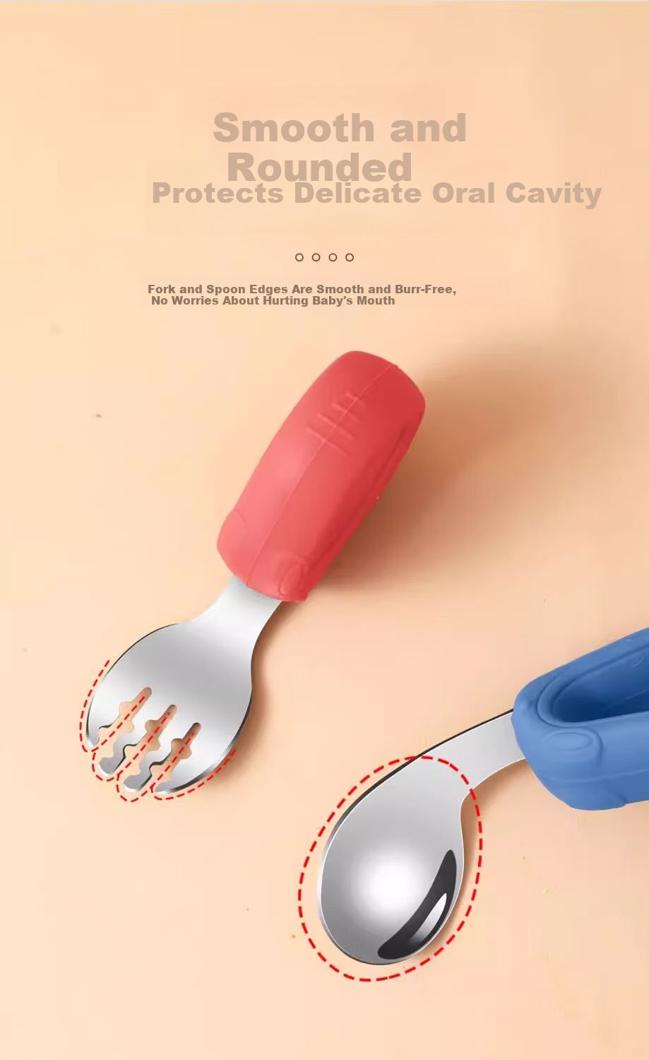 Guangduola Yuanbao Spoon, 316L Stainless Steel Baby Food Spoon, Children's Long-Handled Feeding Spoon, Soup Spoo 4