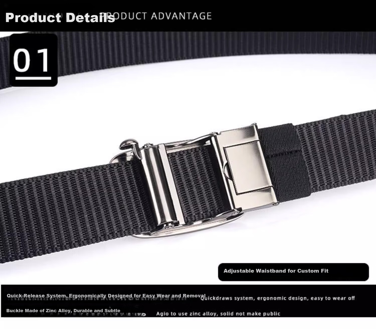 HOCR Men's Canvas Belt Automatic Buckle Fashion Casual Tactical Denim Belt for Young and Middle-aged 2