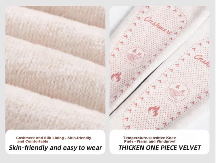 Langsha Women's Cashmere Silk Sharkskin Pants Outerwear Autumn Winter Warm Cotton High Waist Fleece Thickened Leggings 3