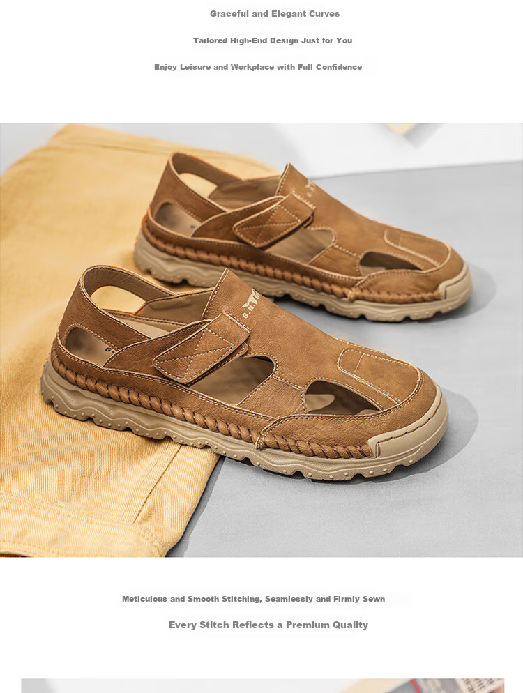 Bull Family Men's Summer Hollow Out Sandals Open Toe Beach Casual Slippers 6