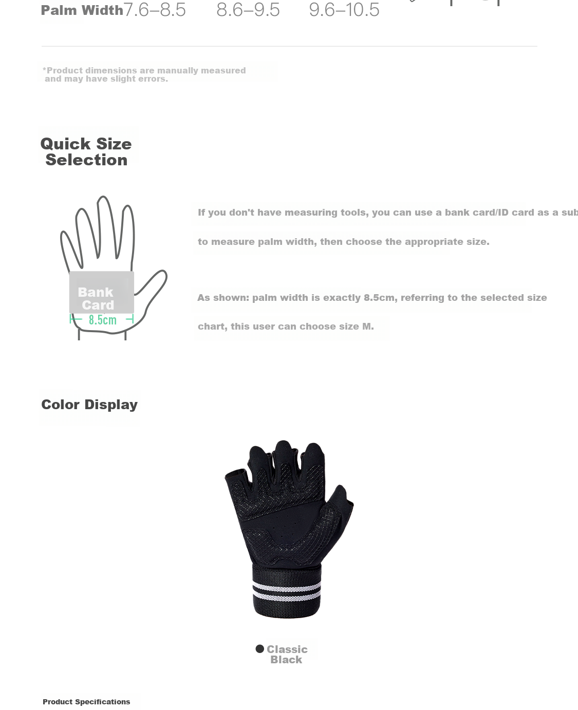 Keep Wrist Support Training Gloves Pull-up Bench Press Deadlift Fitness Equipment Anti-slip Black L 26