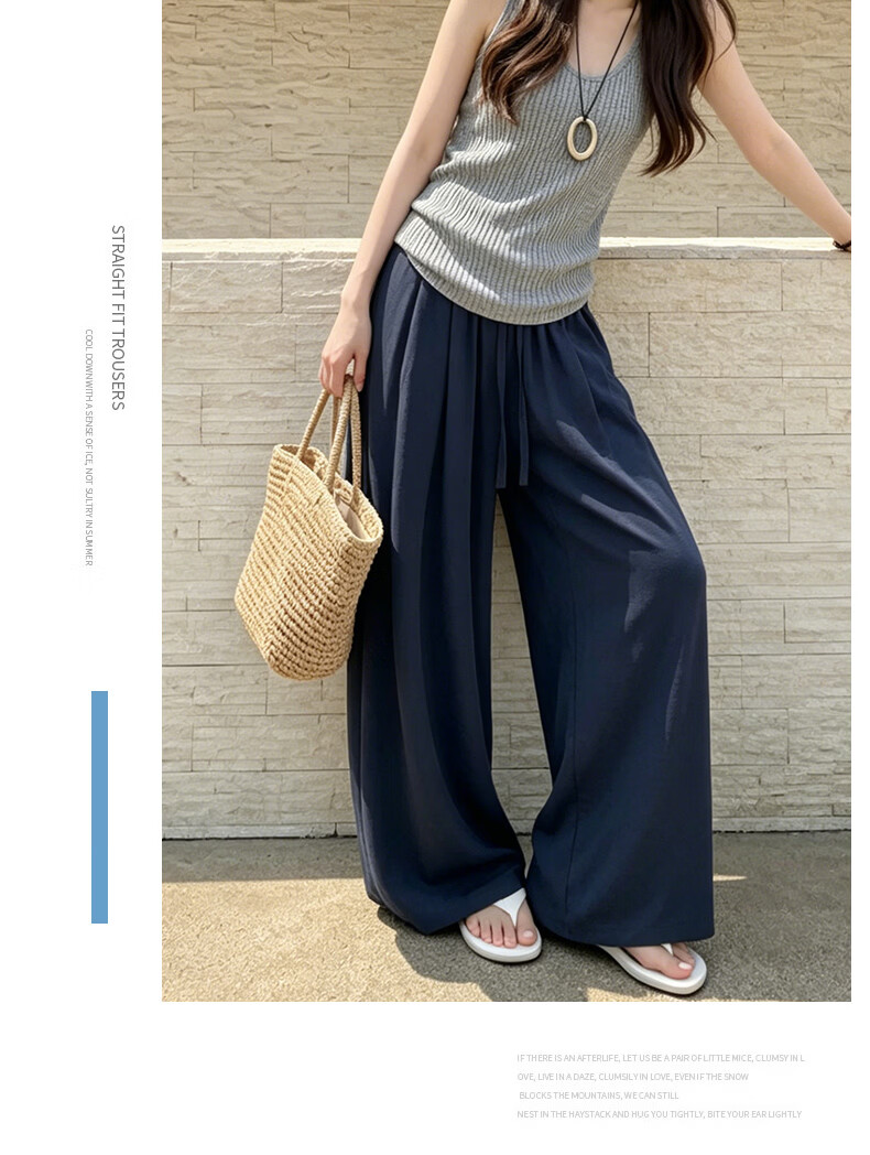 Langsha Linen Wide-Leg Pants for Women 2026 New Summer Thin High-Waist Breathable Relaxed Casual Curved Leg Pants 24