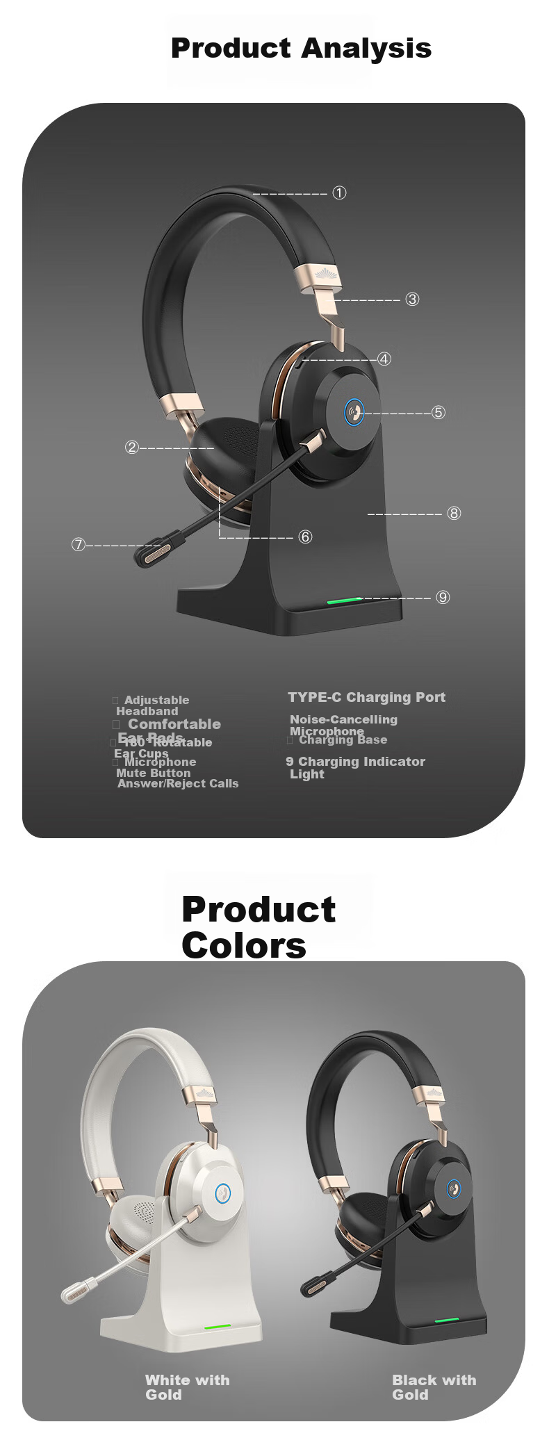 Yijiatong Over-Ear Call Center Headset ENC Active Noise Cancelling S600D 3.5MM Single Jack + USB + Type-C Volume Control Button Office Commercial Online Education Black 13