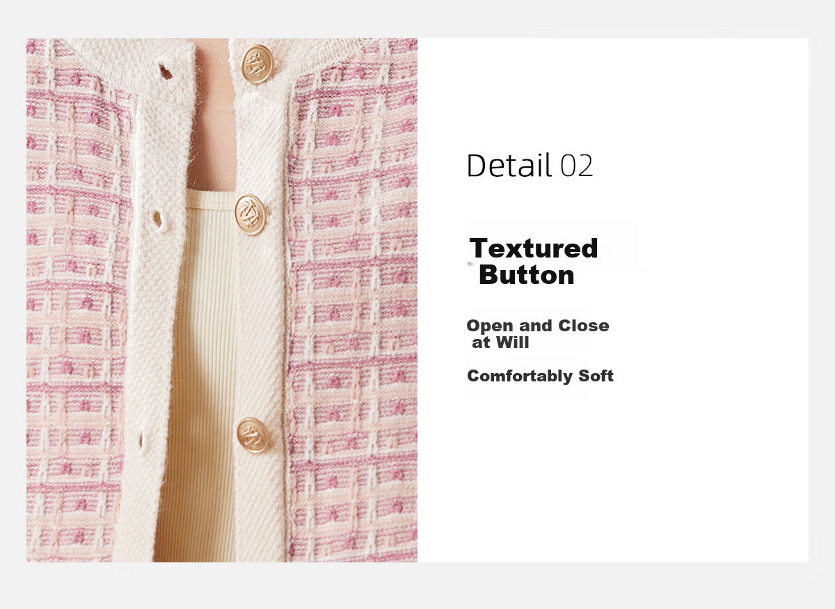 PinCai Women's Loose Plaid Jacquard Knit Cardigan Elegant Youthful Knit Jacket P143Z1001 8