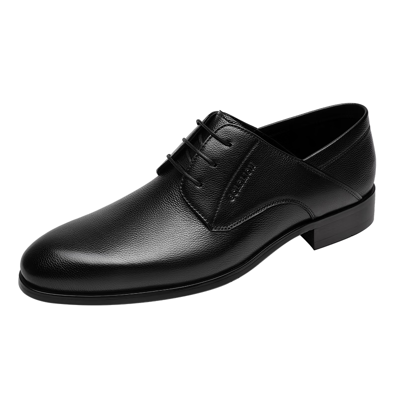 Goldlion Men's Shoes 2026 Summer New Formal Textured Calfskin Comfortable Derby Shoes G521620571AAB Black Size 41