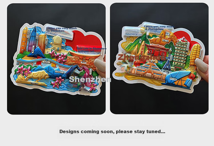 Yijuzhangning Tourist Attraction City Refrigerator Magnet Souvenir, Gift for Friends, Graduation Season Gift, PVC Wuhan Style 3