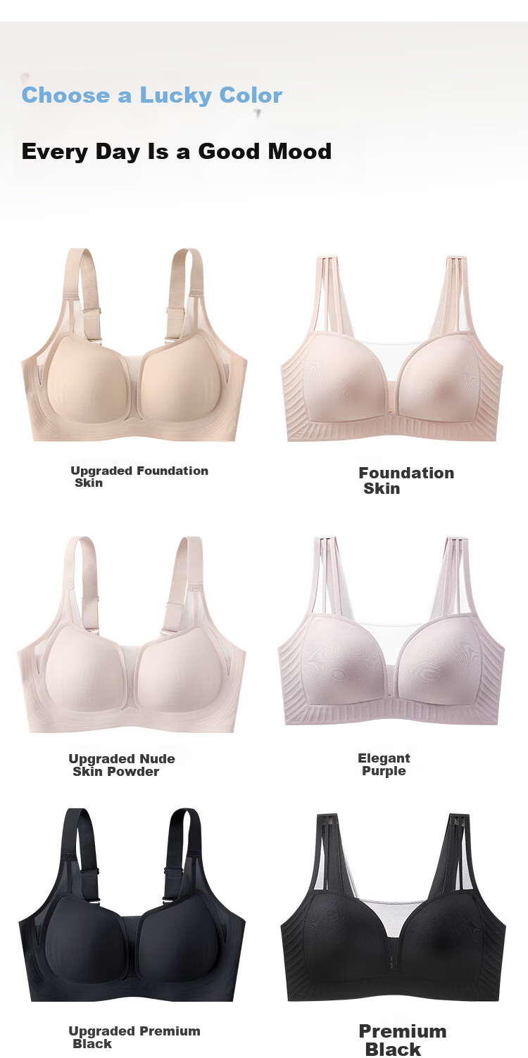 Tingmei Large Bust Exclusive Lifting Anti-Sagging Women's Push-Up Soft Support Seamless Wireless Side Breast Gathering Bra 21