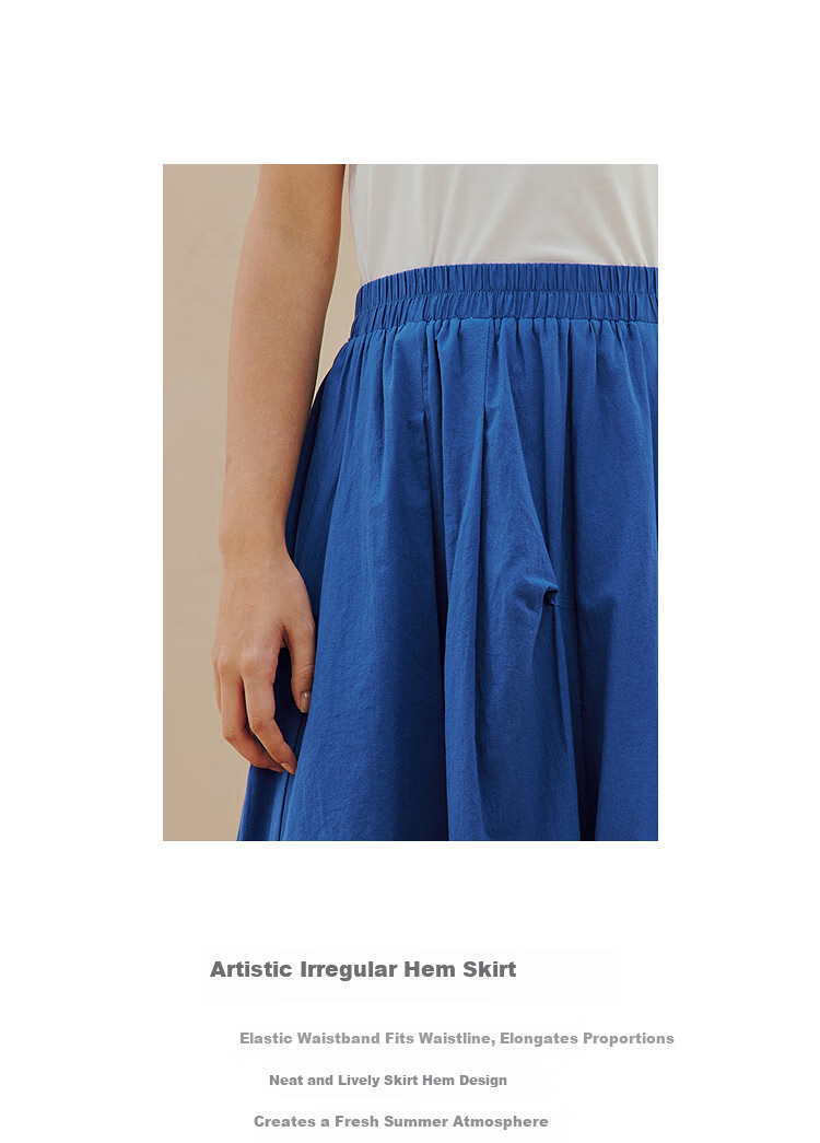 INMAN INMAN Fashion-Forward Blue And White Porcelain Klein Blue Irregular Midi Skirt, Summer 2026 Long Skirt, Klein Blue XL 3