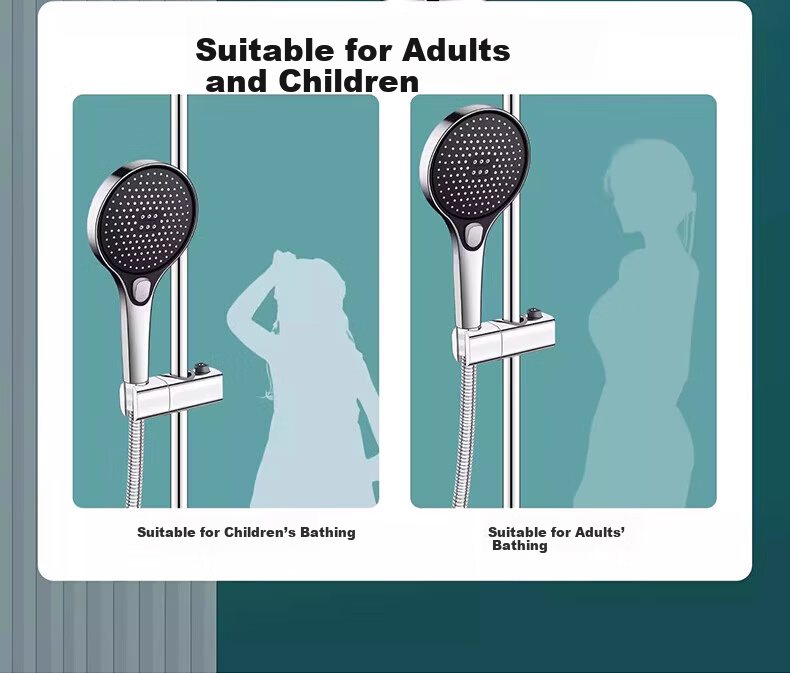 WUZORY [Germany] Pressurized Shower Head Holder, No-Drill Clip Fixed Sliding Bracket W121 14