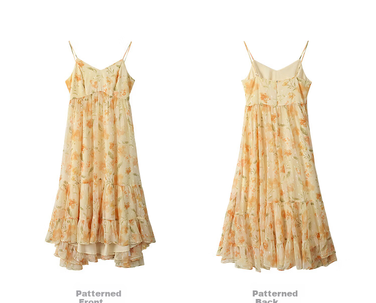 INMAN Floral V-Neck Spaghetti Strap Vacation Dress 2026 Summer Women's New Slim Waist A-Line Long Dress Colorful L 15