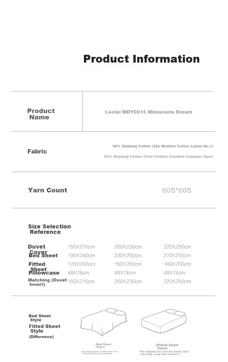 Luolai Home Textiles 60-Thread Count Pure Cotton 3-Piece Bedding Set Cotton Bed Sheet and Duvet Cover Brown 150*215cm 6