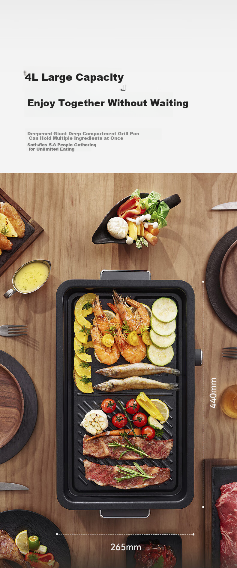 Fastee Electric BBQ Grill Pan Household Zero-Fluoride All-Metal Smokeless Electric Grill Non-Stick Steak and Fish Pan FST-49C 11