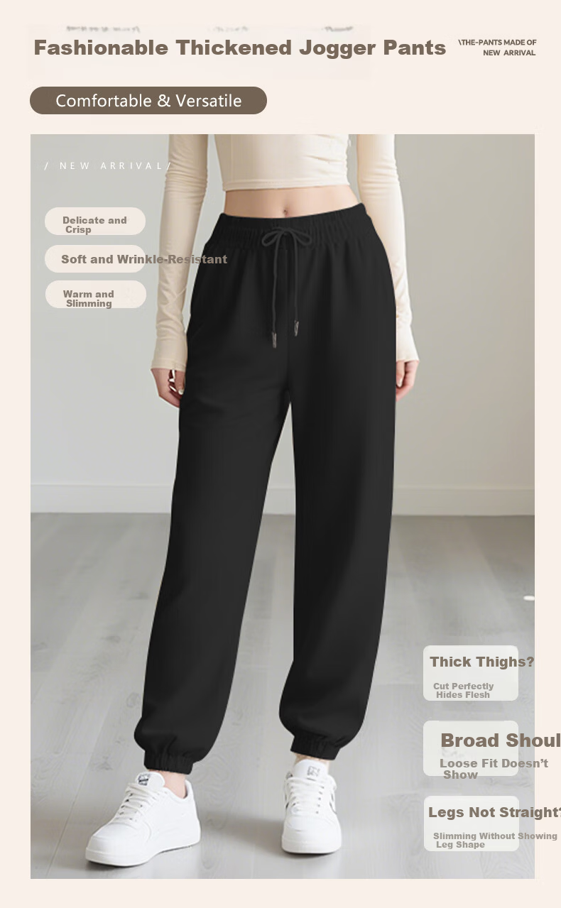 Baleno Women's Fleece Lined Jogger Pants Autumn Winter 2025 Thickened Warm Slim Casual Sweatpants Slimming Sports Pants 2