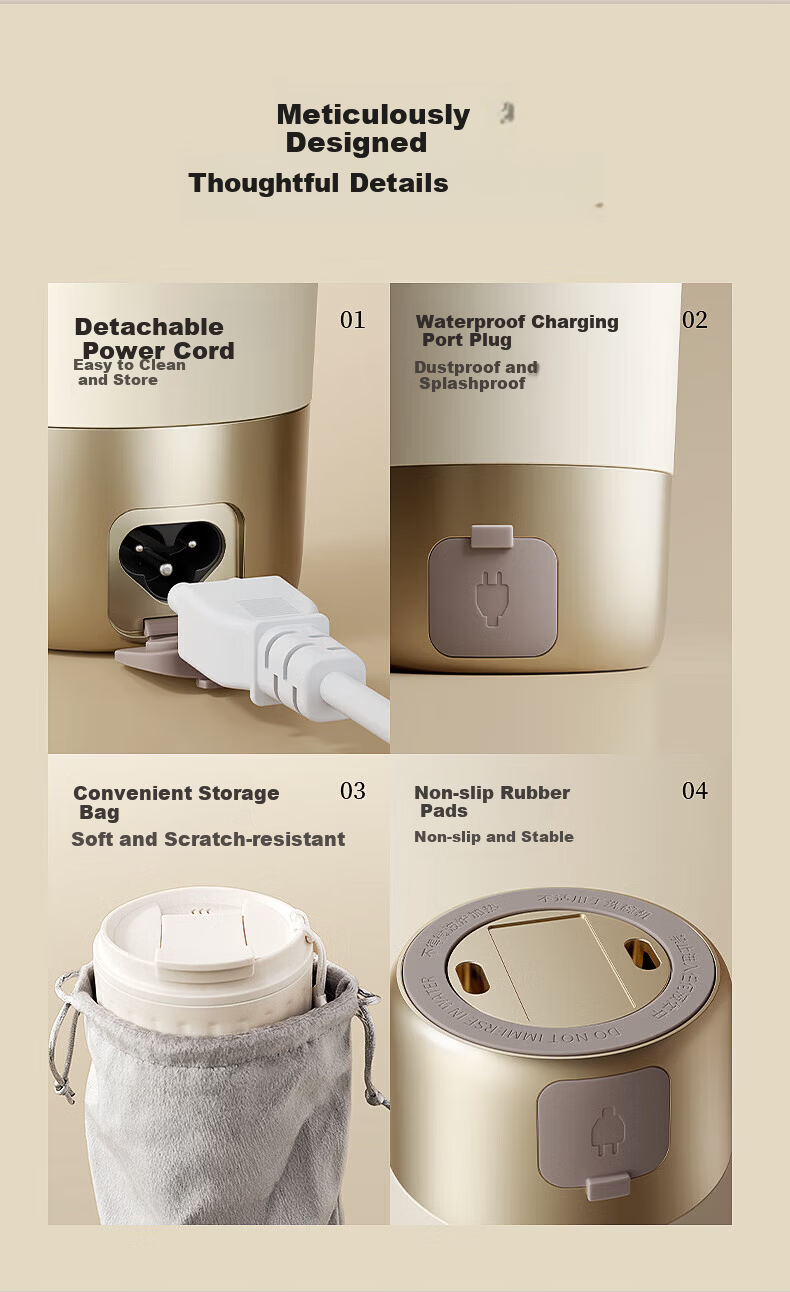 OIDIRE Electric Heating Cup Portable Electric Kettle Thermostatic Insulated Water Cup Small Travel Fast Heating Boiling Cup 400ML ODI-DRB6 15