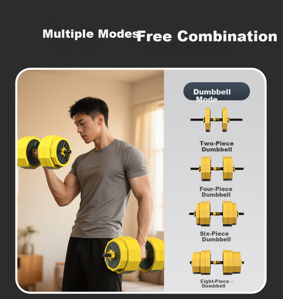 PROIRON Adjustable Dumbbell Kettlebell Barbell Fitness Equipment for Men and Women 20KG Lemon Yellow 13