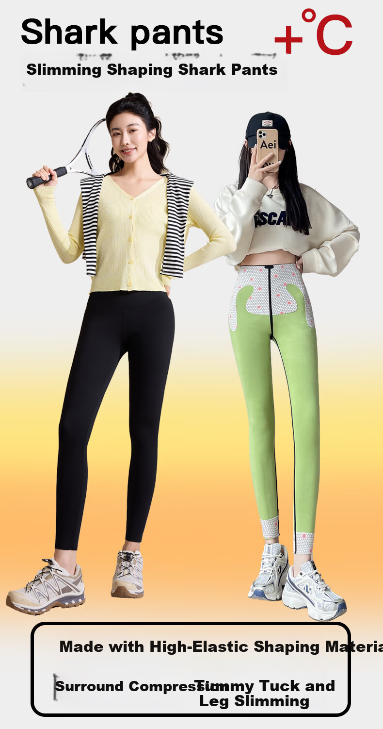 MiiOW Shark Pants [Graphene Thermal] Fleece-Lined Thickened Autumn Winter Leggings Slimming Shaping Warm Palace 2025 New Edition 1