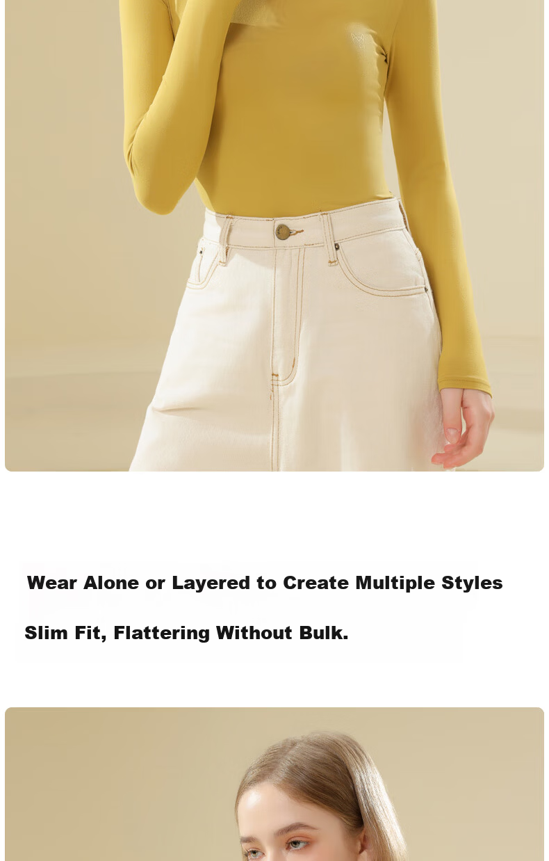 MiiOW Women's Autumn Winter Turtleneck Slim Fit Thermal Long Sleeve Black Base Layer 2025 New Arrival 6
