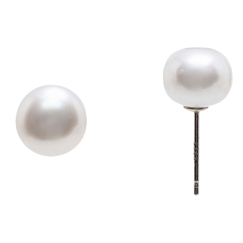Tianshizhilei S925 Silver Freshwater Pearl Stud Earrings, Simple And Versatile Plain Earrings, 5-6mm