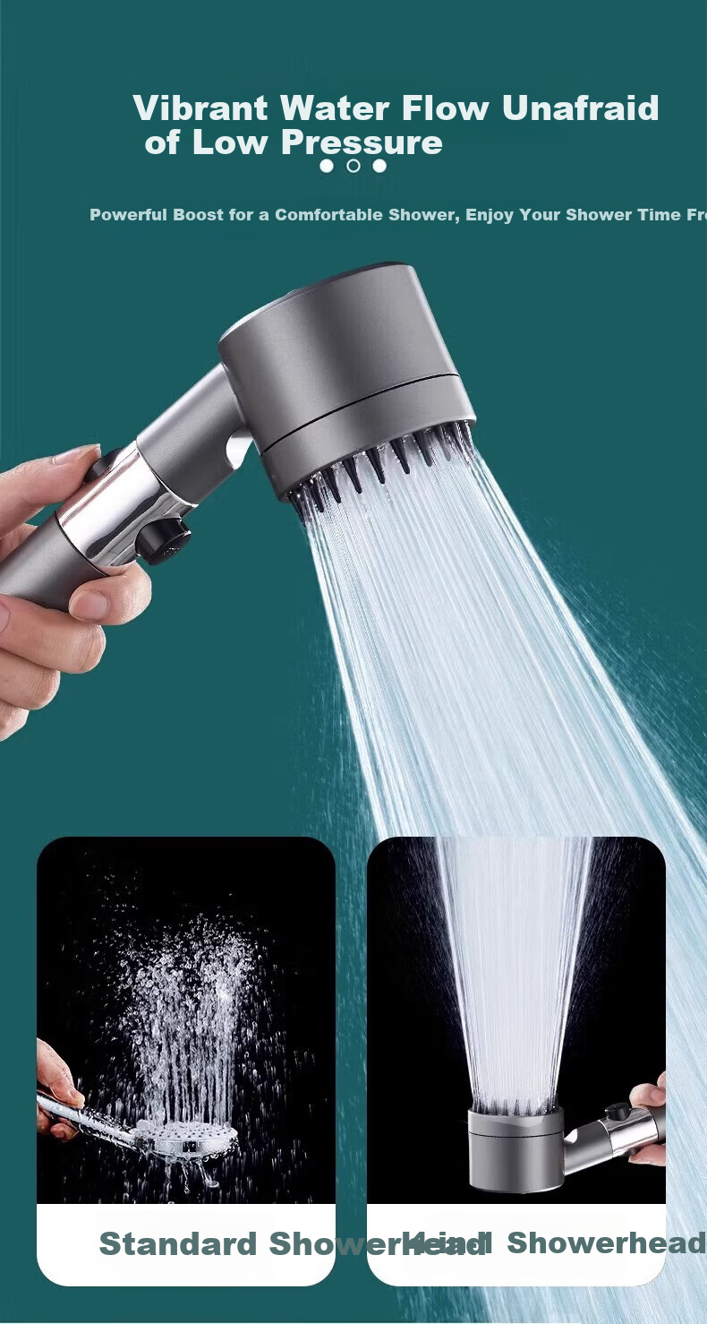 OPLSED [Germany] Gunmetal Gray Pressurized Shower Head High Pressure Shower Bathroom with Massage and Skin Care Filter OP-BXG006 2