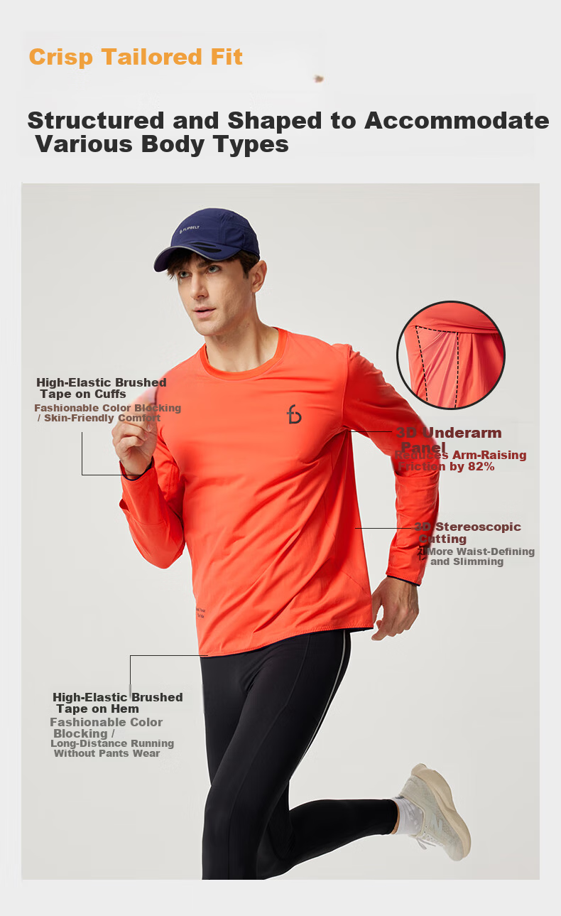Feibit [Cotton Feel Long Sleeve 2.0] Men's Autumn Winter Breathable Running Sports Top Quick-Dry Base Shirt Ripple Green L 7