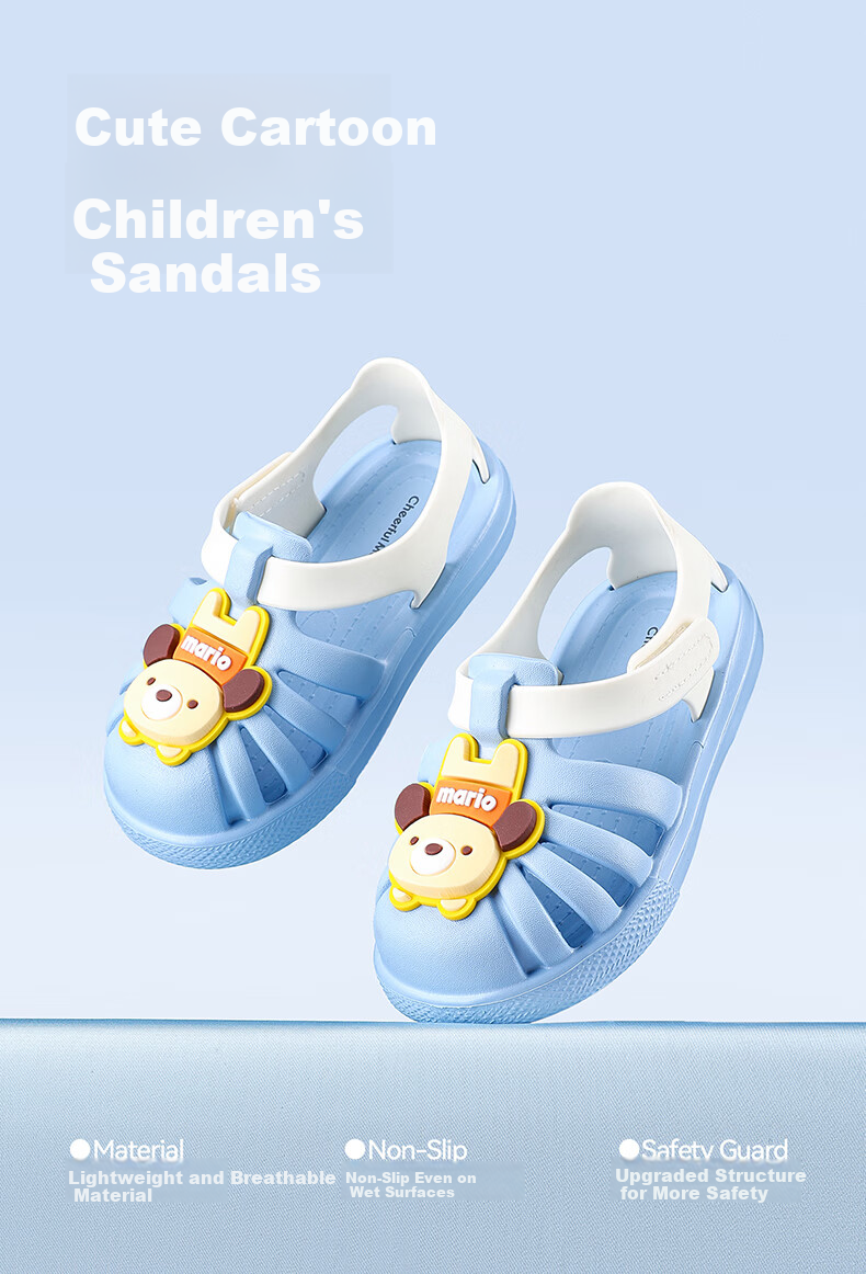 Cheerful Mario 2026 New Kids Open-Toe Sandals Girls Summer Breathable Baby Toddler Bath Shoes Boys 1-3 Years Beach Sandals 1