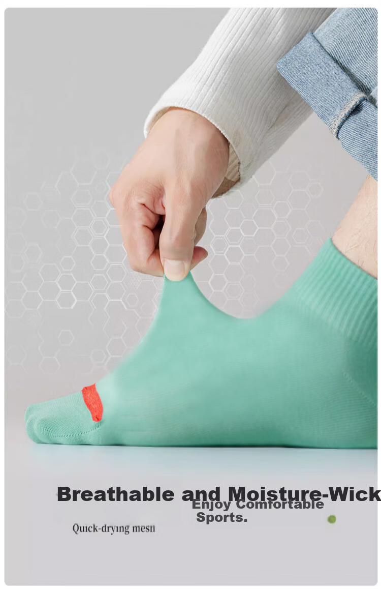 Modal 10 Pairs Men's Mid-Calf Socks Spring Summer Casual Breathable Student Short Socks 10A Antibacterial Deodorant Xinjiang Cotton Men's Socks 6