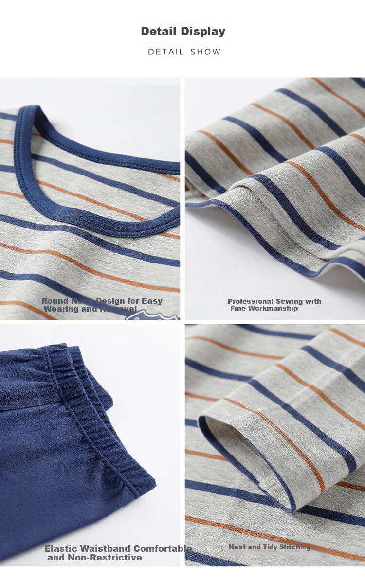 YING BO LUN Kids Thermal Underwear Autumn Cotton Sweater Set School Uniform 85337 Dark Blue Stripes Size 165 12