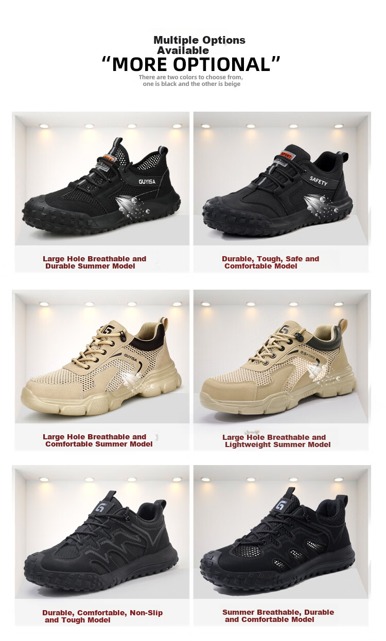 Jingtu Men's Breathable Safety Work Shoes Steel Toe Anti-Puncture Lightweight Comfortable Protective Shoes 3015F Size 41 9