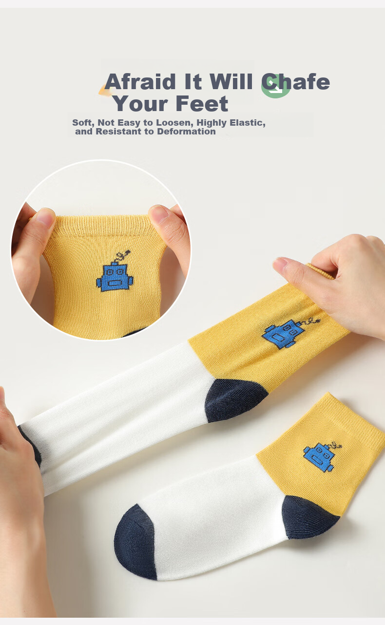 LangSha Kids Socks Boys Cotton Mid-Calf Socks Comfortable Breathable Casual Sports Socks for Boys Spring Autumn Winter 8