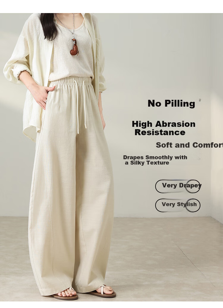 Free Style Wide-Leg Pants for Women Summer Thin High Waist Slim Loose Draped Straight-Leg Tencel Casual Curved Pants 2026 New Arrival 8