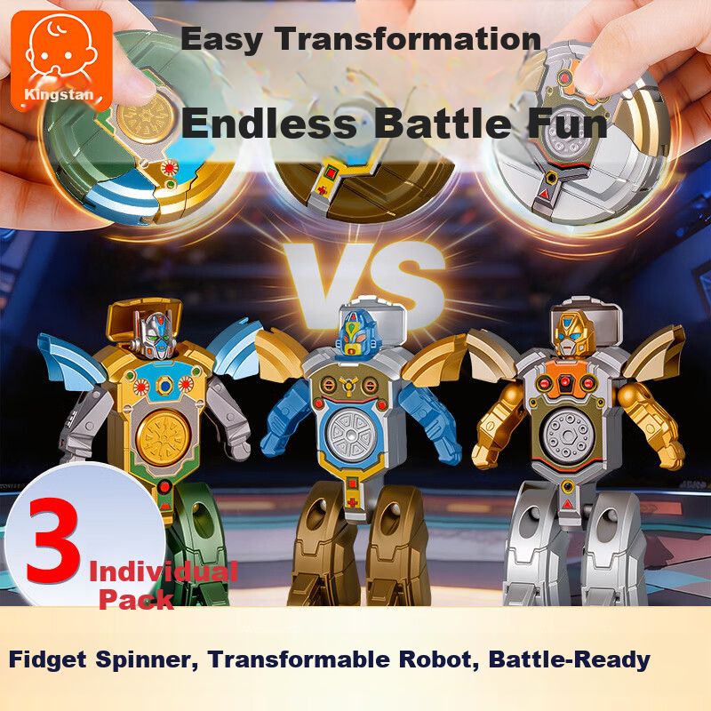 Kingstan Transforming Robot Fingertip Spinner Children's Toy for Boys Iron Giant Weird Black Technology Ages 6-14
