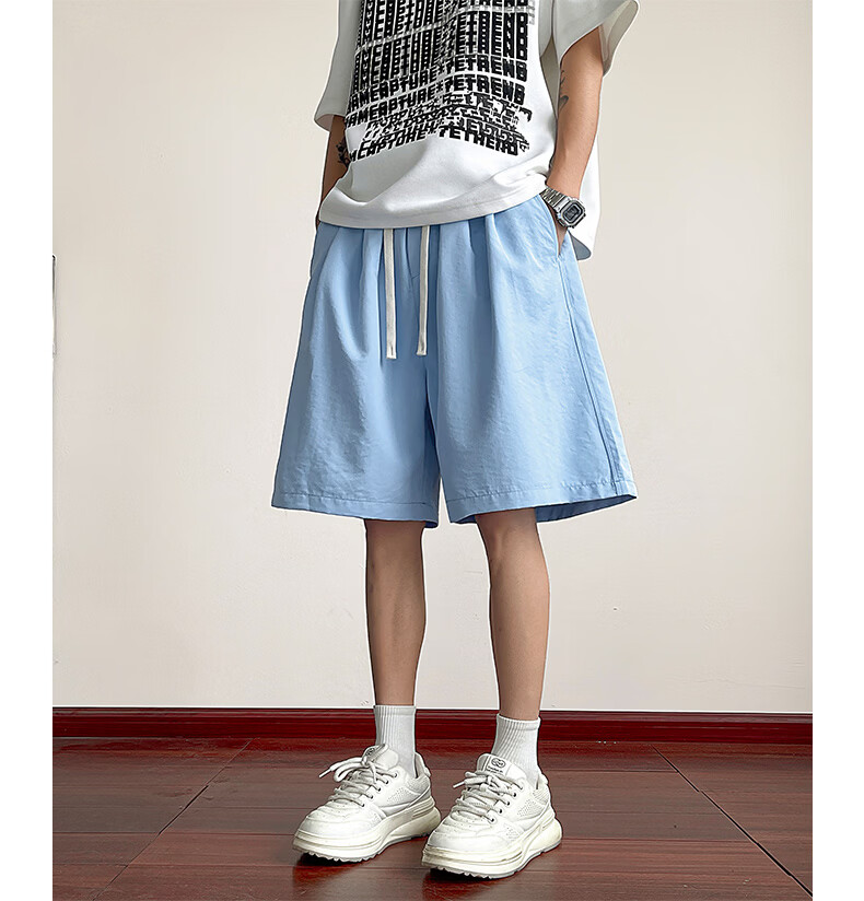 MON-LIST Men's Summer Simple Loose Vintage Quick-Dry Sports Straight Casual Shorts MLDK09 White 3XL 8
