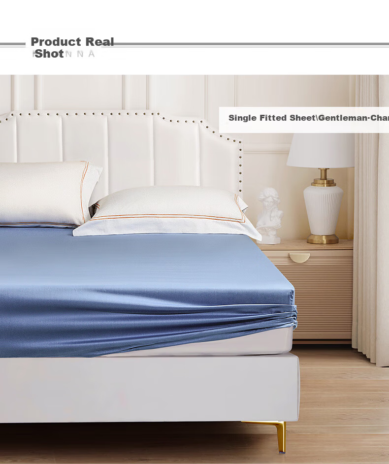 FUANNA Pure Cotton Fitted Sheet, Single Piece, 60-Count Long-Staple Cotton, Washable, Non-Slip Bedding, All-Cotton Bed Cover Protective Case for 1.8-Meter Bed 8