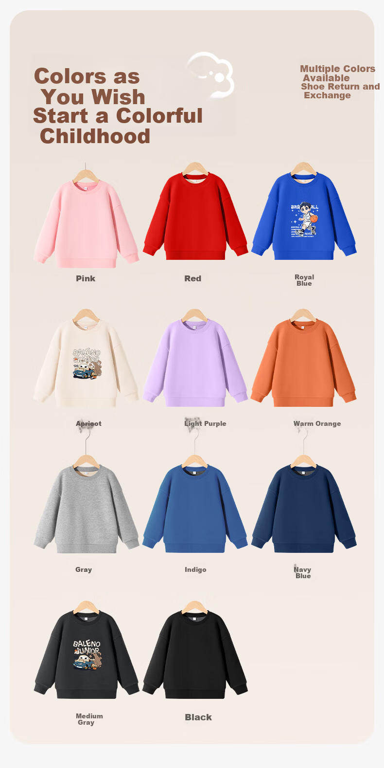 Baleno Boys' Fleece-lined Warm Base Round Neck Top for Autumn/Winter 2025 Children's Wear Boys' Long-sleeved Winter Coat 1