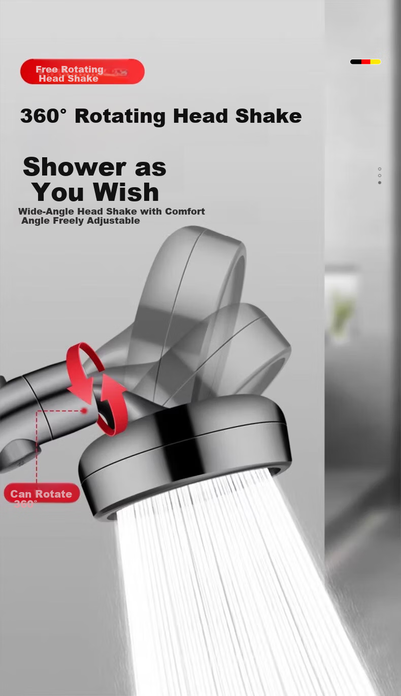 HOMK [Germany] Adjustable Elbow Shower Head Set with Pressurized Top Spray Handheld Shower Head 7