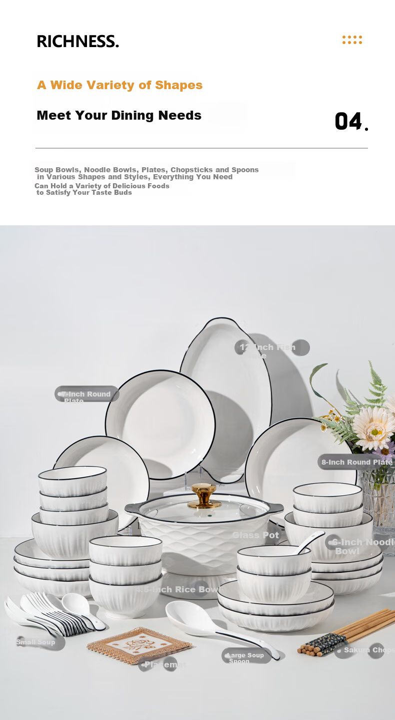 KANGQIN Underglaze Color Bowl and Plate Dinnerware Set, 20-Piece 4-Person Tableware Set, Upgraded Gift Box, Furuixiang Series 9