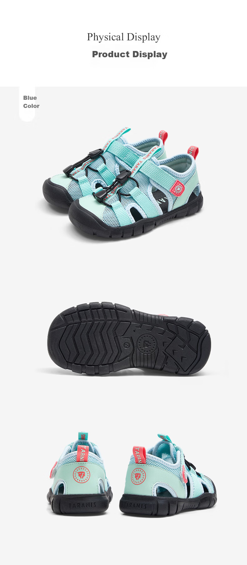 TARANIS Kids Summer Breathable Water Sports Boys Comfortable Non-Slip Creek Shoes Outdoor Camping Sandals Blue Size 29 9