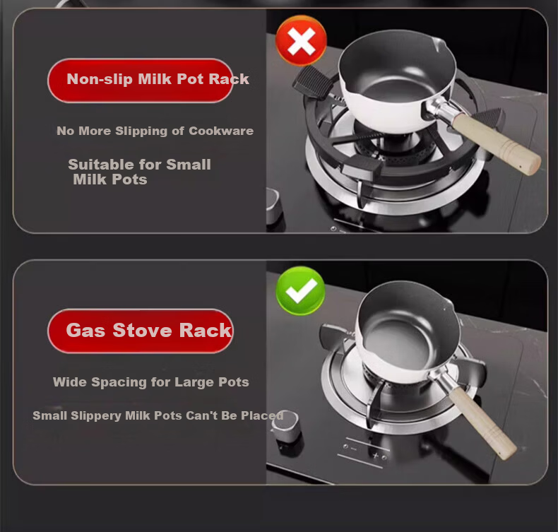 Beishi Non-Slip Gas Stove Pot Stand Small Pot Rack Milk Pot Rack Kitchen Stove Rack Support for Pointed Bottom Pot Round Bottom Pot Wok Auxiliary Accessory Universal 4-5 Claw Non-Slip Cooking Pot Rack 8