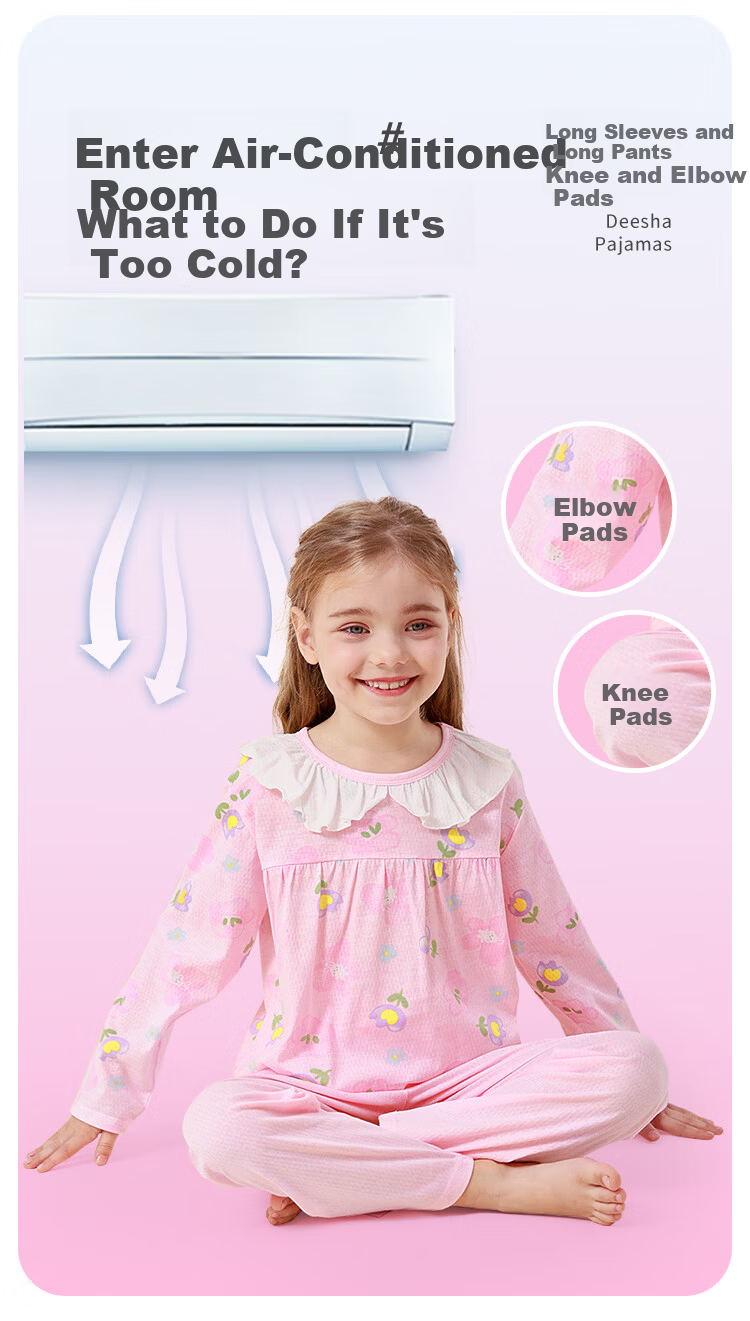 DEESHA Girls' Pajamas Children's Air Conditioning Suit Set for Older Kids, Students And Toddlers Home Wear 1