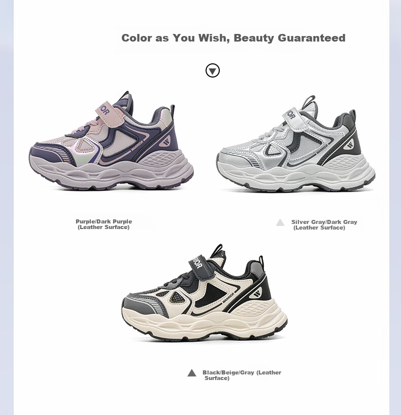 Warrior Girls' Thick-Soled Dad Sneakers Casual Outdoor Sports Shoes WZ-1852 Purple Deep Purple Size 36 1