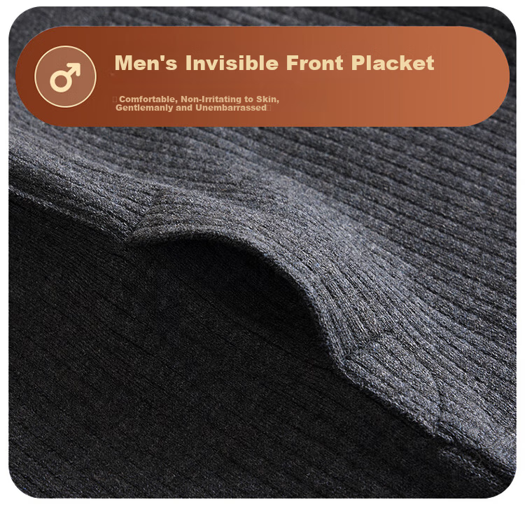 Langsha Thermal Cotton Wool Men's Thickened Fleece Lined Heated Base Layer Pants Winter Knee Support Patch Waist Thick Fleece Long Johns 16