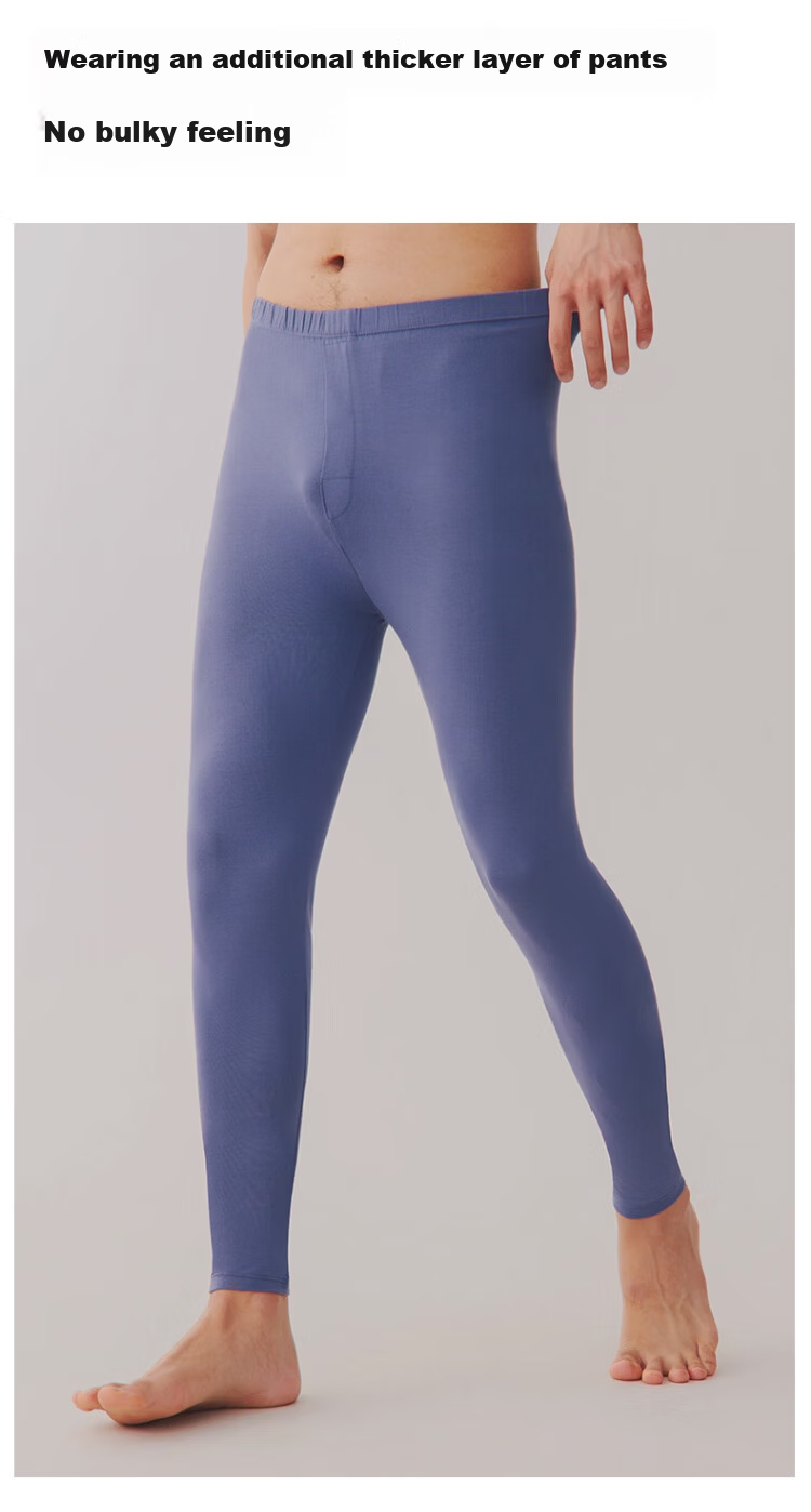 LangSha Men's Pure Cotton Thermal Pants Autumn Winter Thin Inner Wear Base Layer Long Johns Antibacterial Mite-Resistant Heated Cotton Knit Pants 11