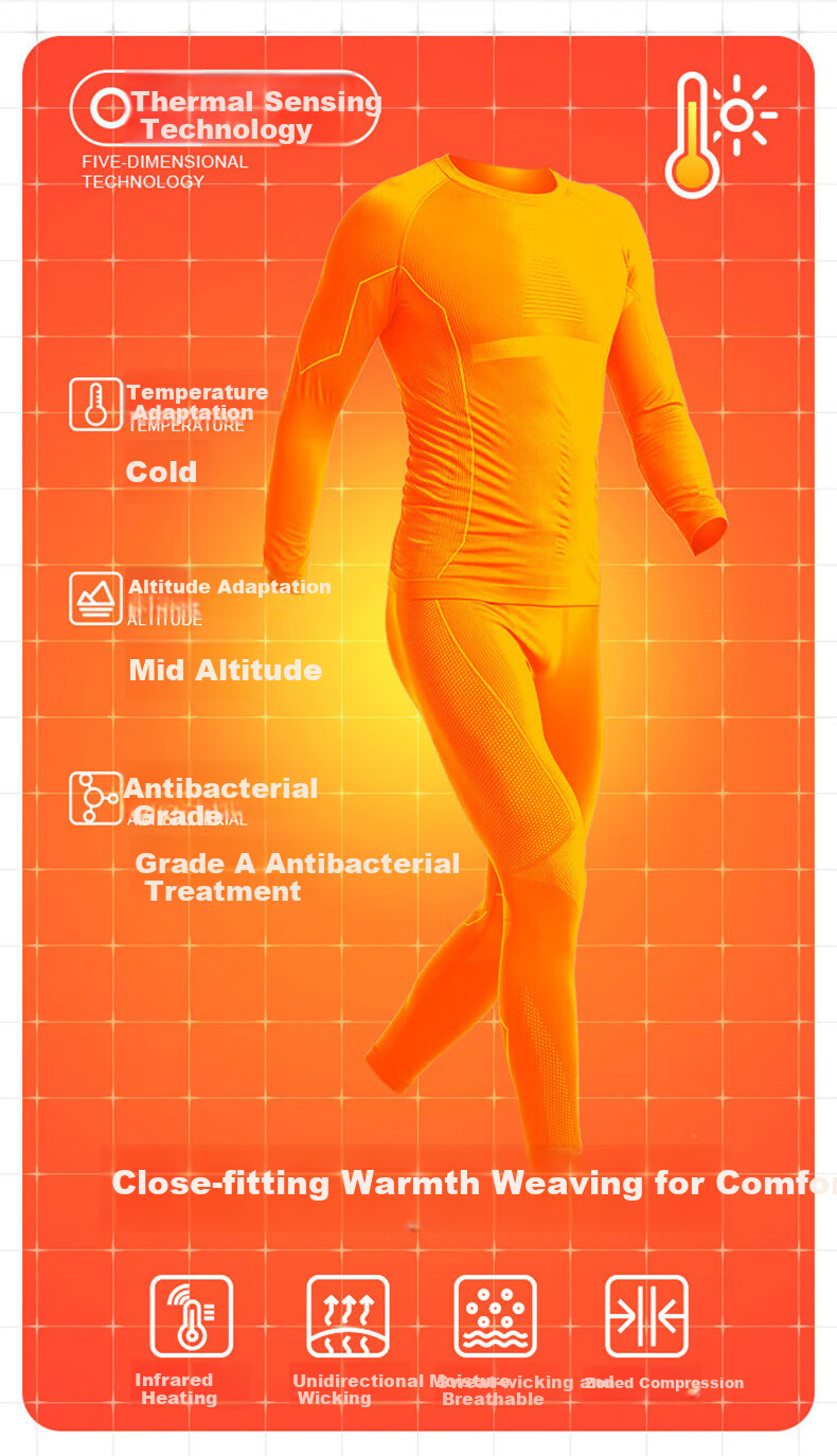 BOPRUIEY Ski Quick-Dry Set Autumn Thermal Underwear for Men and Women, Warm Functional Antibacterial Breathable Sports Base Layer 2