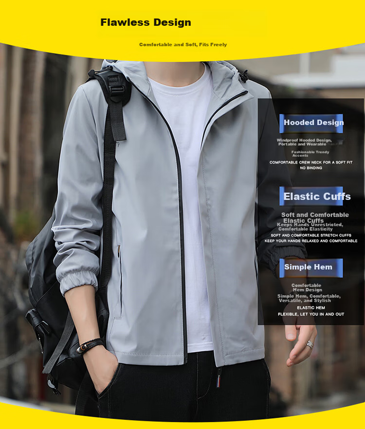 ROMON Fleece-Lined Jacket Men Autumn Winter Warm Business Casual Stand Collar Gray L 3