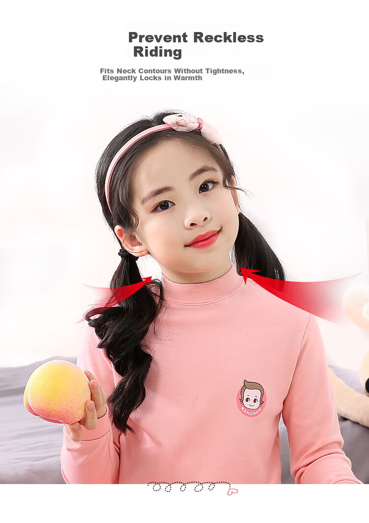 Hengyuanxiang Children's Autumn Cotton Thermal Underwear Set for Girls, Thin Warm Long Johns, Student Autumn Cotton Base Layer Shirt 7
