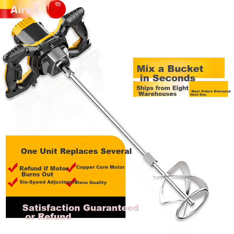 Aired High-Power Electric Mixer for Putty Powder, Cement Mortar, Paint, and Dough Mixing