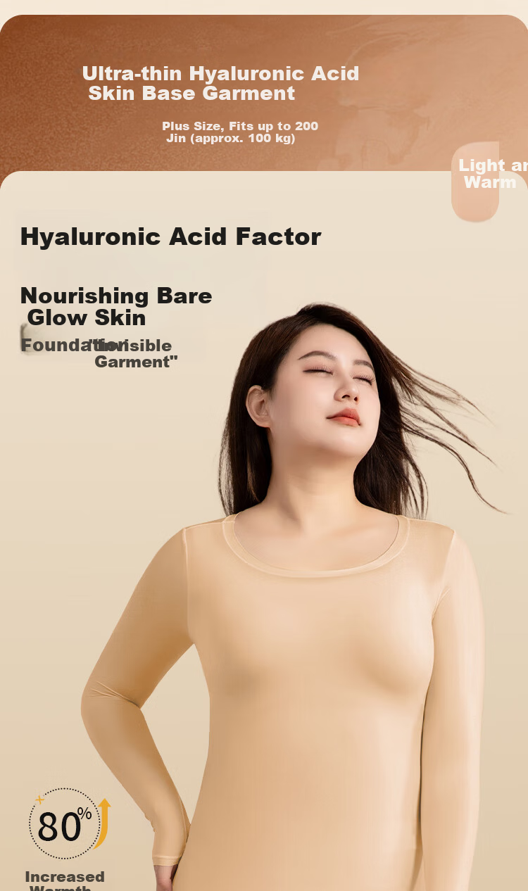 GRACEWELL Plus Size Seamless Skin-Friendly Base Layer Set Autumn Thermal Underwear for Women (Up to 200 Jin) 1