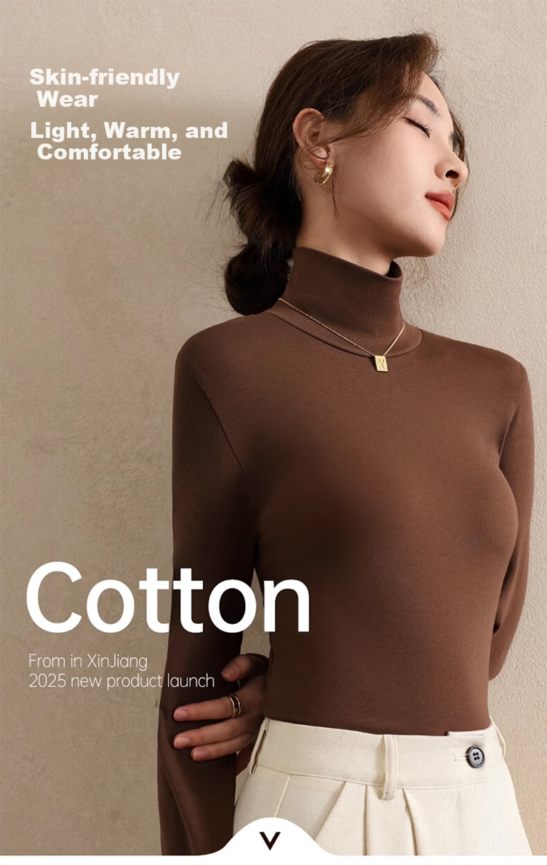 Avandi Wool Base Layer Half Turtleneck Women's Spring Thin Thermal Underwear Modal Autumn Shirt 1